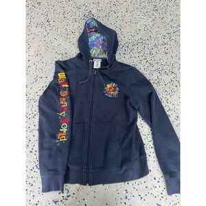 Walt Disney World Zip Up Hoodie Sweatshirt Blue Colorful Graphics Mens‎ Medium